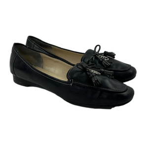 Etienne Aigner Women's Black Leather Loafer Shoe with Bow